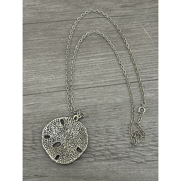 Silver Tone Sand Dollar Necklace - Picture 3 of 3
